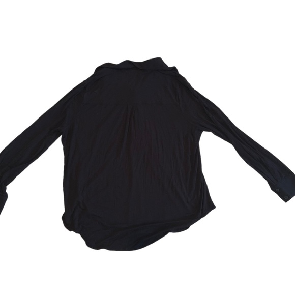 Women XS Universal Standard Elbe Black Button Henley Blouse Top Long Slv Shirt - Picture 6 of 6